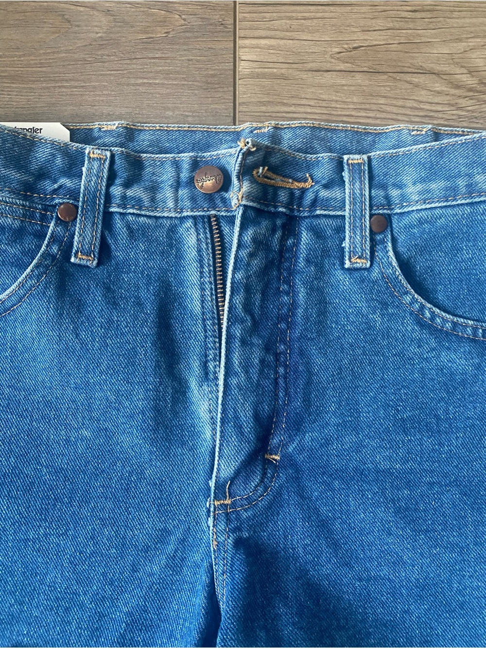 Wrangler Distressed Frayed Hem Denim Shorts - Blue